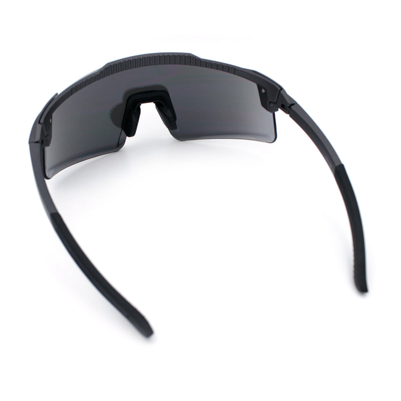 Mens Color Mirror Oversized Shield Sport MTB Style Plastic Sunglasses