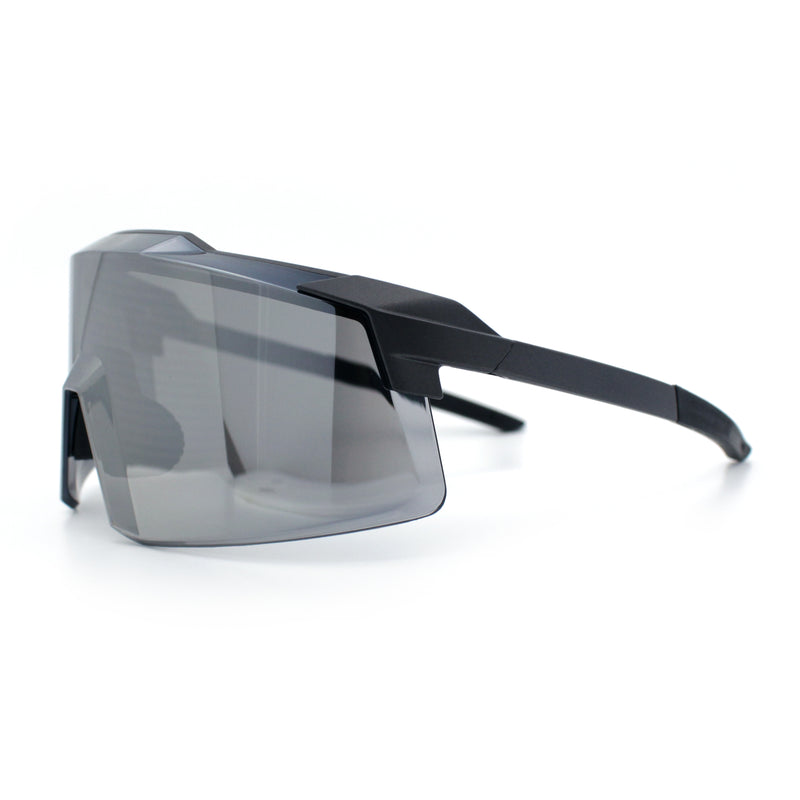 Mens Color Mirror Oversized Shield Sport MTB Style Plastic Sunglasses