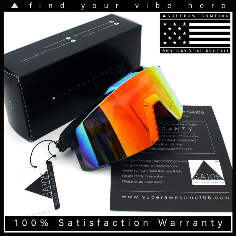 Mens Color Mirror Oversized Shield Sport MTB Style Plastic Sunglasses