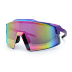 Mens Color Mirror Oversized Shield Sport MTB Style Plastic Sunglasses