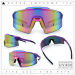 Mens Color Mirror Oversized Shield Sport MTB Style Plastic Sunglasses