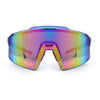 Mens Color Mirror Oversized Shield Sport MTB Style Plastic Sunglasses