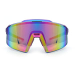 Mens Color Mirror Oversized Shield Sport MTB Style Plastic Sunglasses