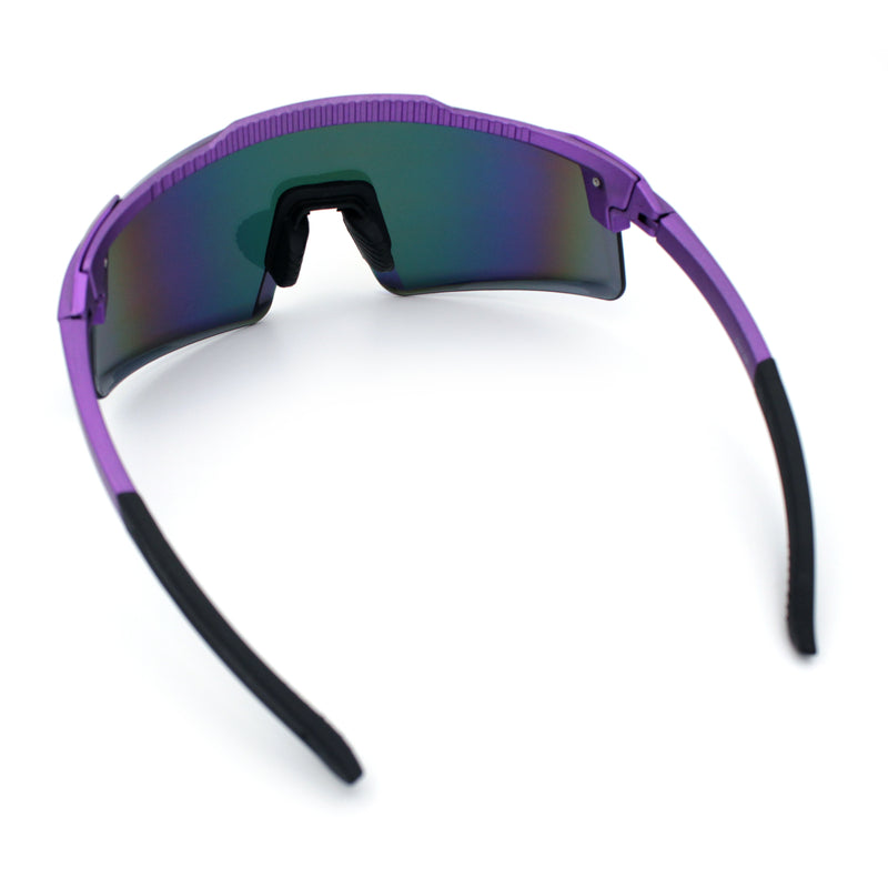 Mens Color Mirror Oversized Shield Sport MTB Style Plastic Sunglasses