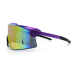 Mens Color Mirror Oversized Shield Sport MTB Style Plastic Sunglasses