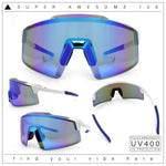 Mens Color Mirror Oversized Shield Sport MTB Style Plastic Sunglasses