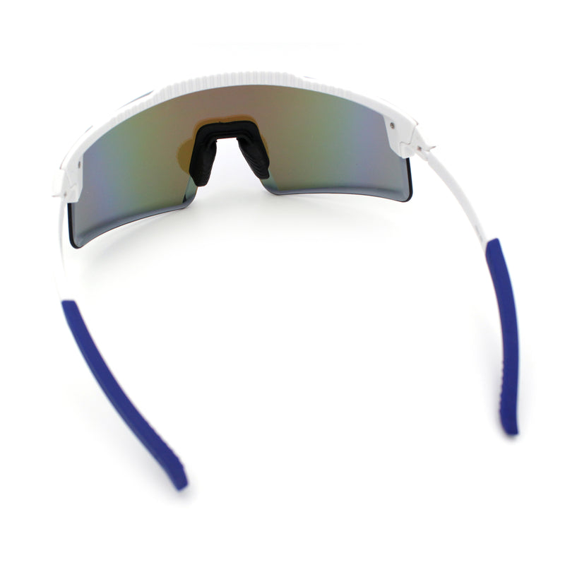 Mens Color Mirror Oversized Shield Sport MTB Style Plastic Sunglasses