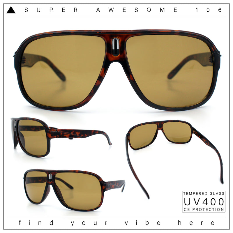 Mens Large Tempered Glass Lens Racer Plastic Manly Sunglasses