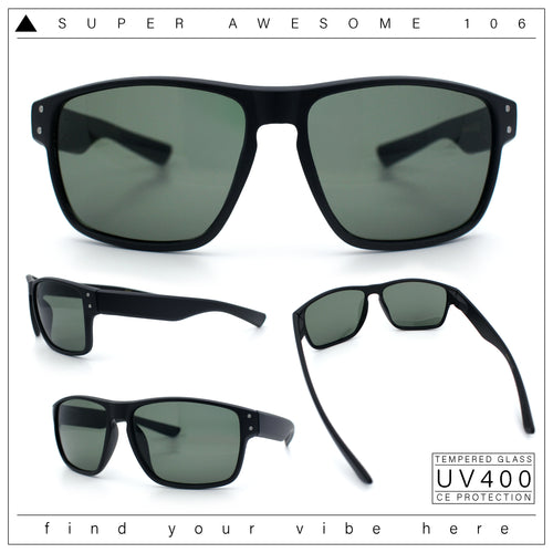 Mens Glass Lens Classic 90s Rectangle Sport Horrn Rim Sunglasses