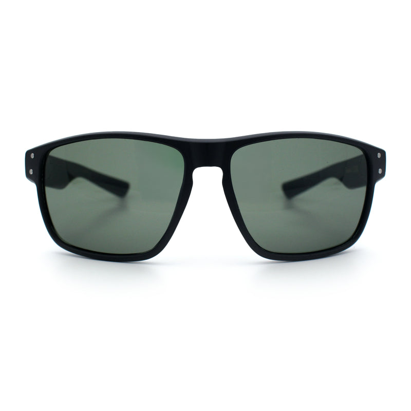 Mens Glass Lens Classic 90s Rectangle Sport Horrn Rim Sunglasses