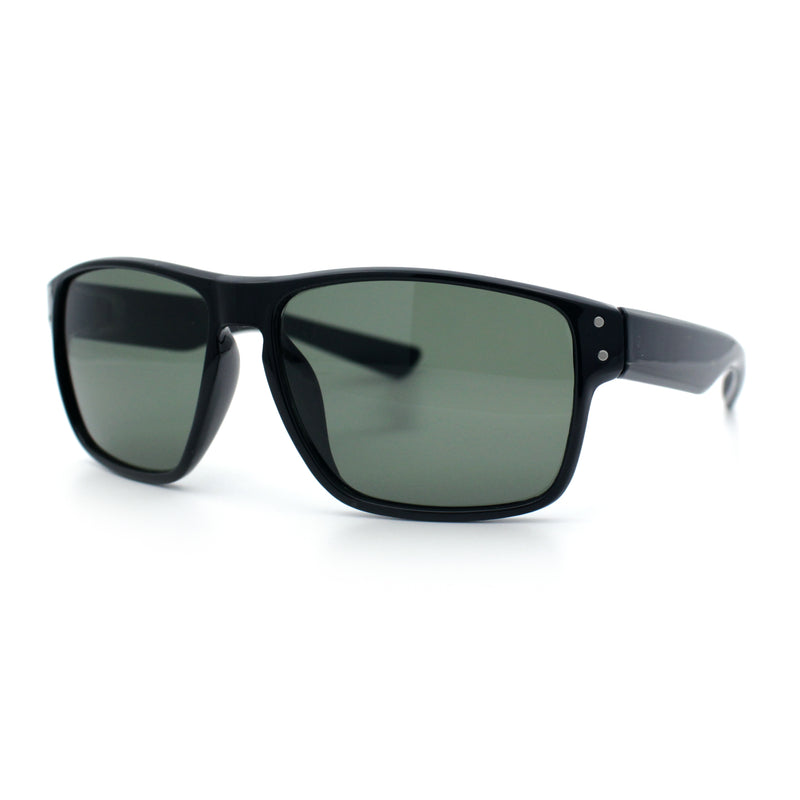 Mens Glass Lens Classic 90s Rectangle Sport Horrn Rim Sunglasses