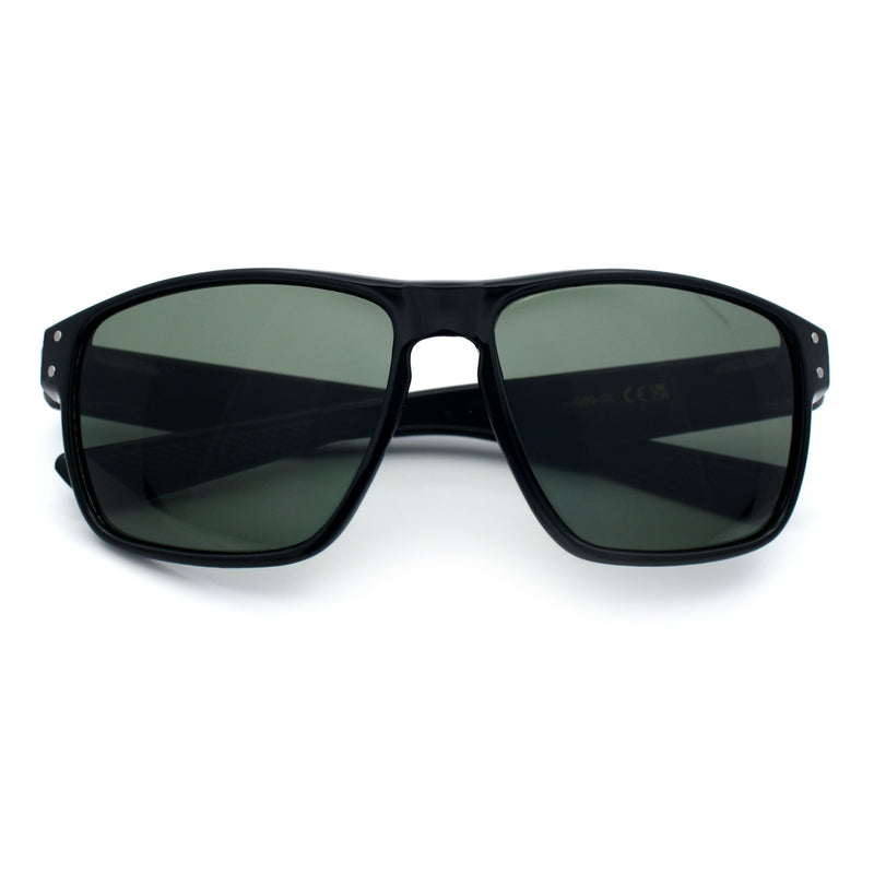 Mens Glass Lens Classic 90s Rectangle Sport Horrn Rim Sunglasses