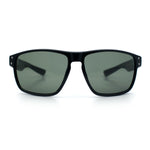 Mens Glass Lens Classic 90s Rectangle Sport Horrn Rim Sunglasses