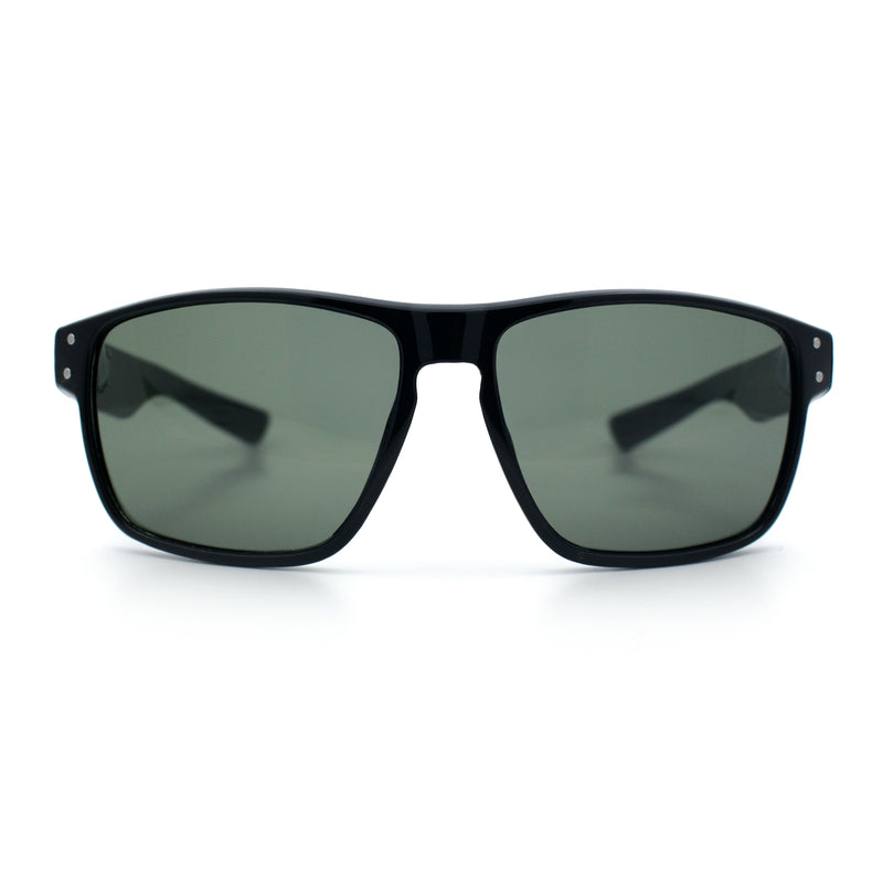 Mens Glass Lens Classic 90s Rectangle Sport Horrn Rim Sunglasses