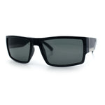 Mens Glass Lens Narrow Rectangle Plastic Refined Sport Sunglasses