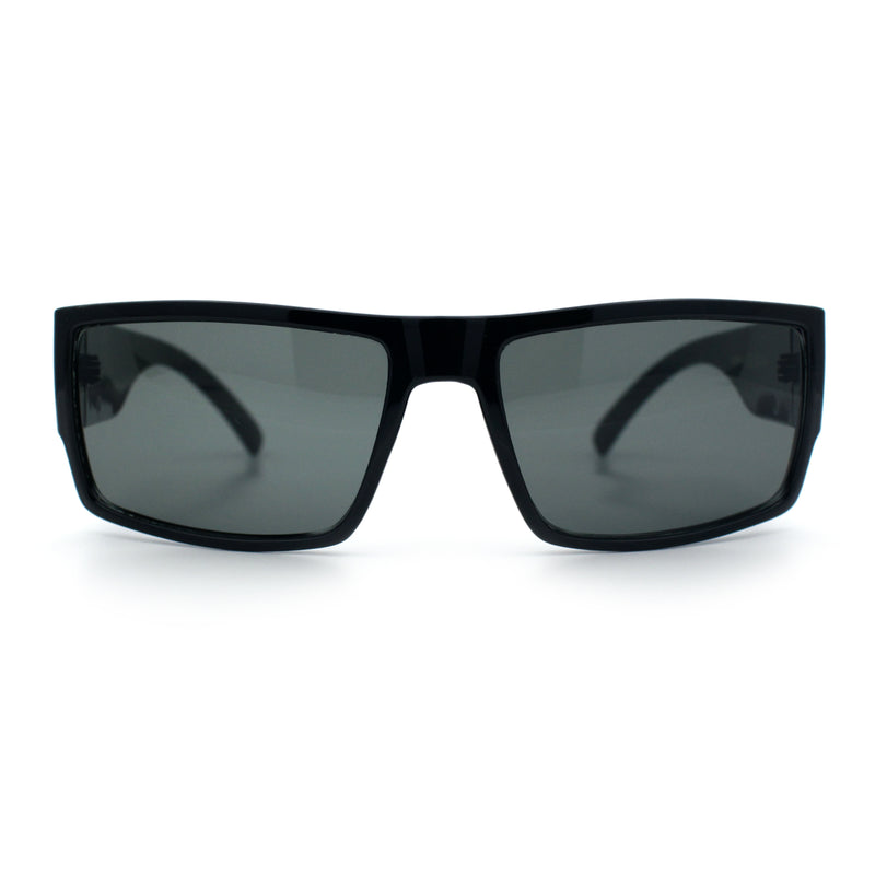 Mens Glass Lens Narrow Rectangle Plastic Refined Sport Sunglasses