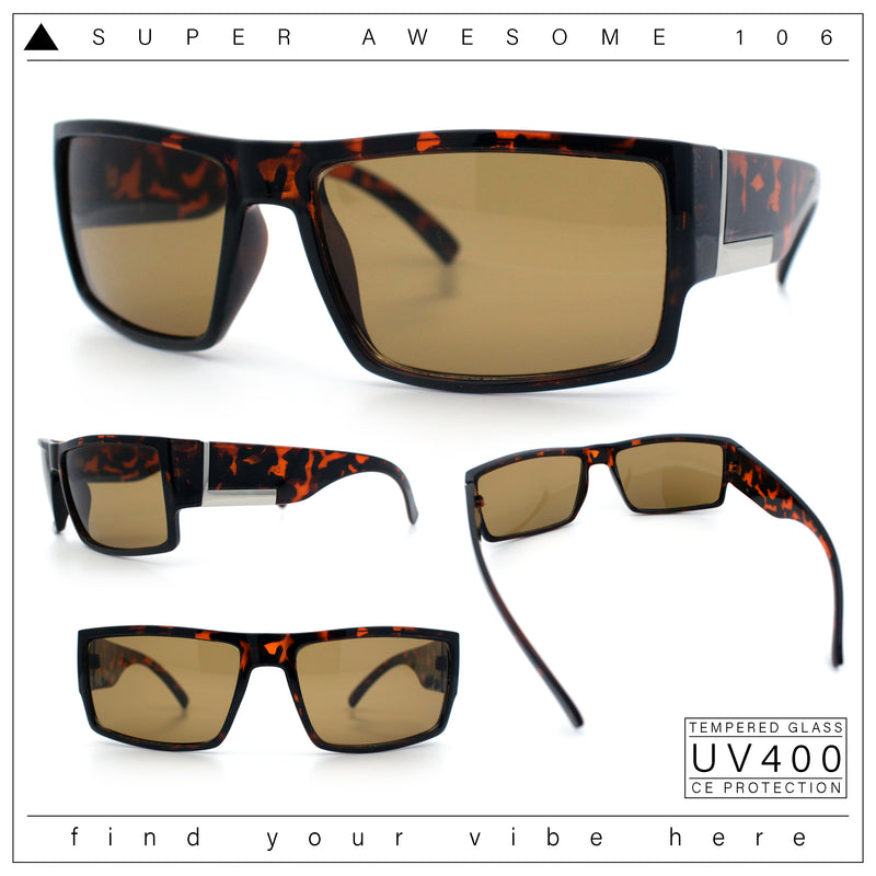 Mens Glass Lens Narrow Rectangle Plastic Refined Sport Sunglasses