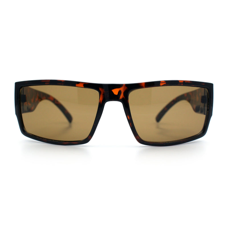Mens Glass Lens Narrow Rectangle Plastic Refined Sport Sunglasses