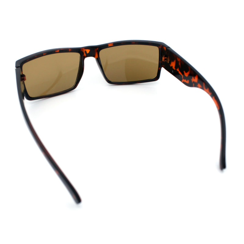 Mens Glass Lens Narrow Rectangle Plastic Refined Sport Sunglasses