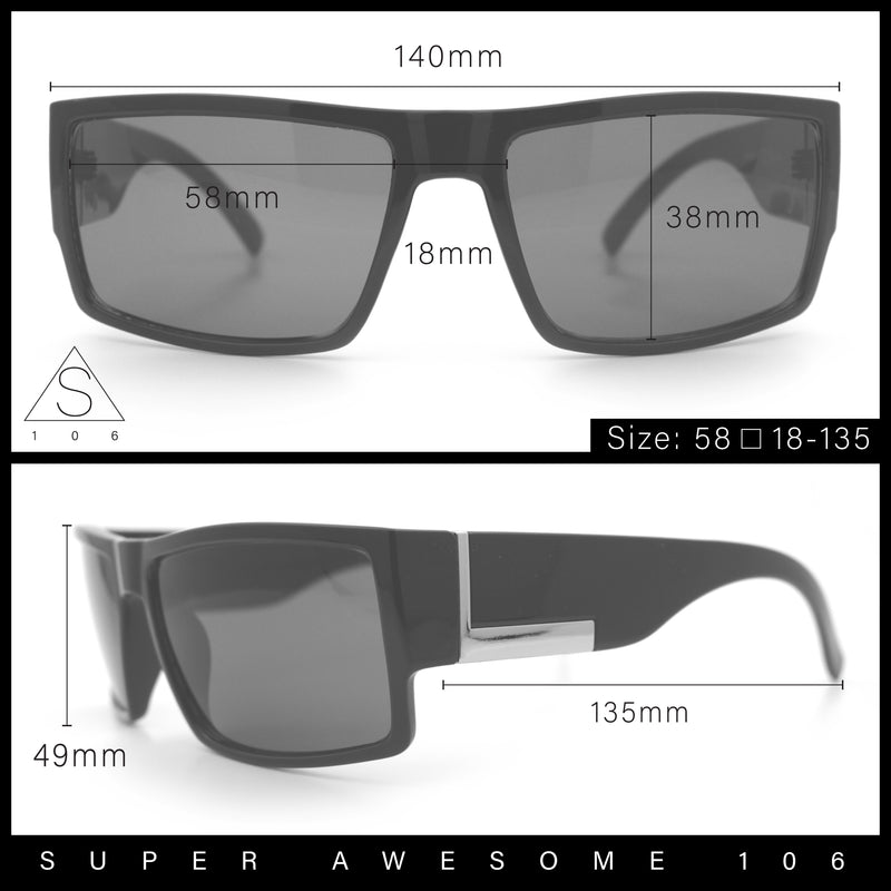 Mens Glass Lens Narrow Rectangle Plastic Refined Sport Sunglasses