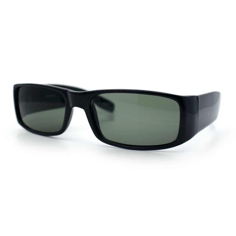 Mens Glass Lens Narrow Rectangle Mad Dog Street Gangster Sunglasses