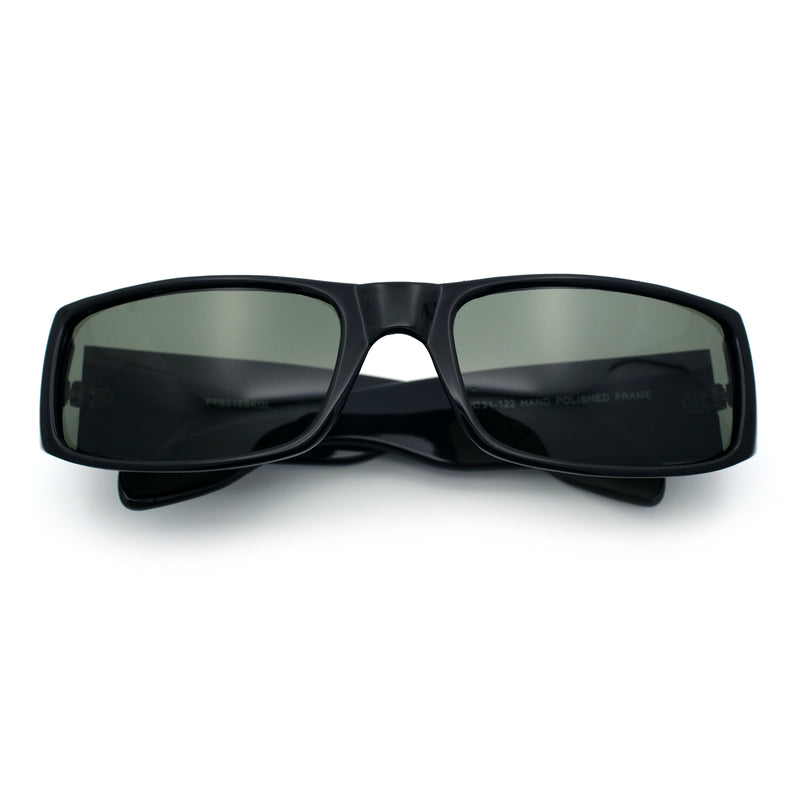 Mens Glass Lens Narrow Rectangle Mad Dog Street Gangster Sunglasses