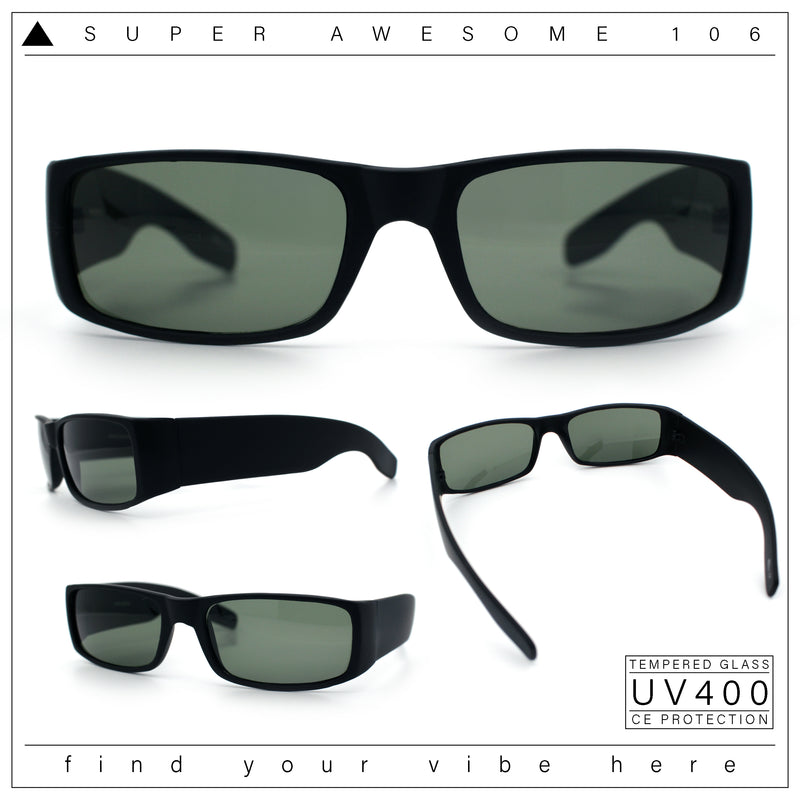 Mens Glass Lens Narrow Rectangle Mad Dog Street Gangster Sunglasses