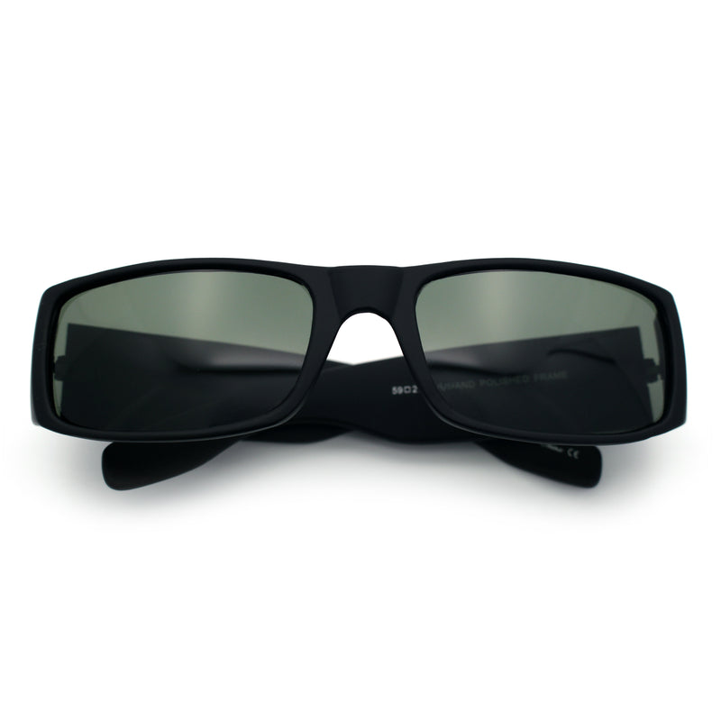 Mens Glass Lens Narrow Rectangle Mad Dog Street Gangster Sunglasses