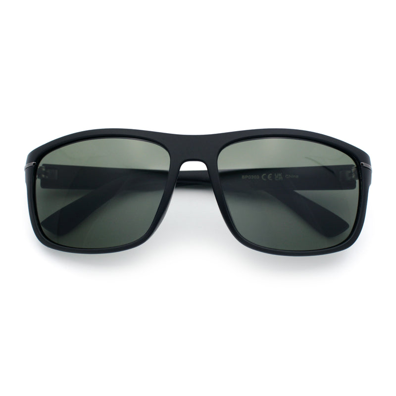 Mens Tempered Glass Lens Wrap Around Plastic Sport Sunglasses