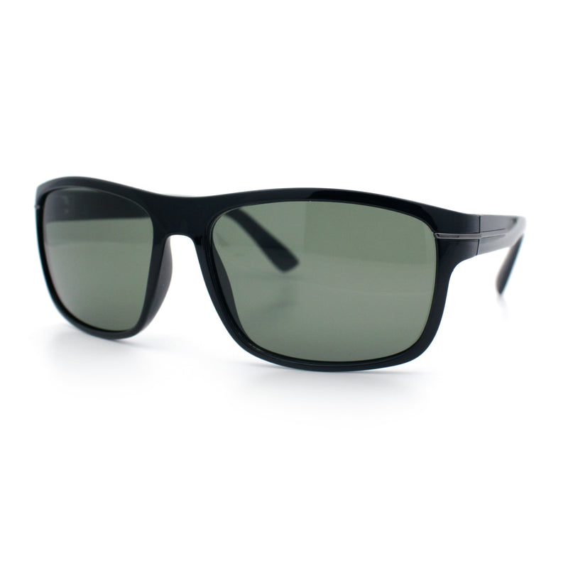 Mens Tempered Glass Lens Wrap Around Plastic Sport Sunglasses