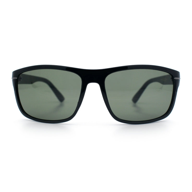Mens Tempered Glass Lens Wrap Around Plastic Sport Sunglasses