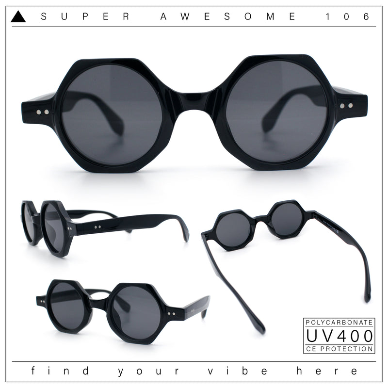 Hipster Round Circle Lens Octagon Plastic Hustler Sunglasses