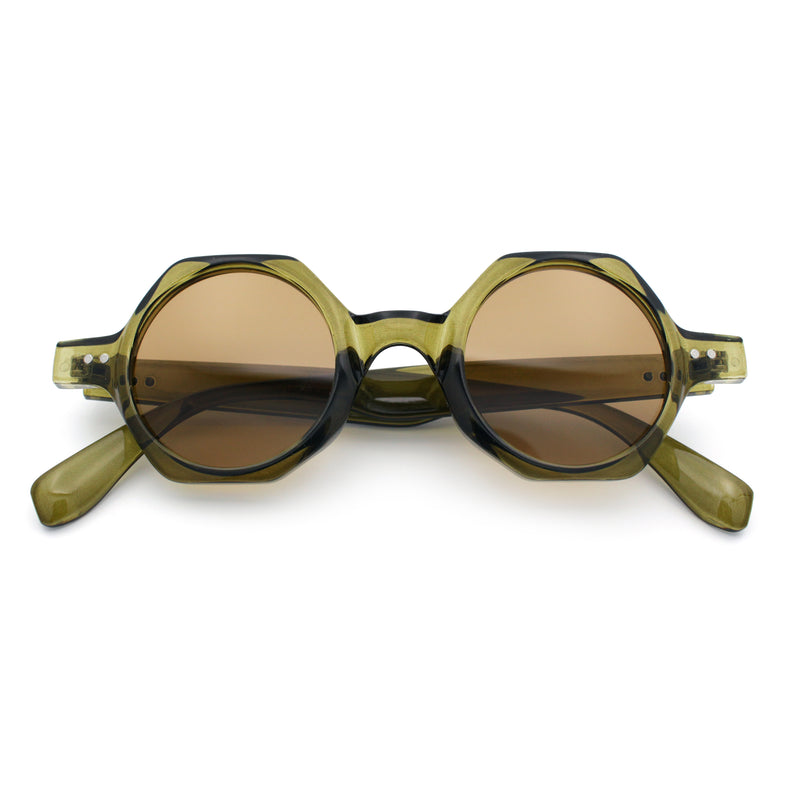 Hipster Round Circle Lens Octagon Plastic Hustler Sunglasses