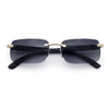 Rimless Luxury Narrow Rectangle Woodbuff Arm Fashion Sunglasses