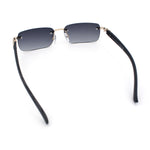 Rimless Luxury Narrow Rectangle Woodbuff Arm Fashion Sunglasses