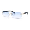 Rimless Luxury Narrow Rectangle Woodbuff Arm Fashion Sunglasses