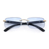 Rimless Luxury Narrow Rectangle Woodbuff Arm Fashion Sunglasses