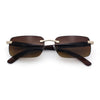 Rimless Luxury Narrow Rectangle Woodbuff Arm Fashion Sunglasses