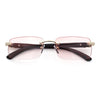 Rimless Luxury Narrow Rectangle Woodbuff Arm Fashion Sunglasses