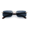 Rimless Luxury Narrow Rectangle Woodbuff Arm Fashion Sunglasses
