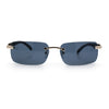 Rimless Luxury Narrow Rectangle Woodbuff Arm Fashion Sunglasses