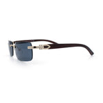 Rimless Luxury Narrow Rectangle Woodbuff Arm Fashion Sunglasses