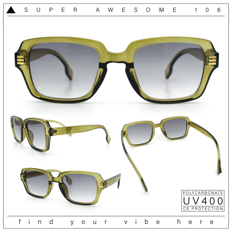 Retro Luxury Keyhole Hipster Horn Rim Plastic Rectangle Sunglasses
