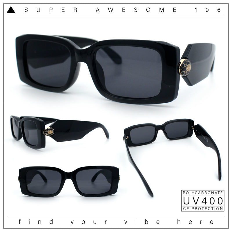 Womens Luxury Narrow Rectangle Designer Plastic Thick Arm Sunglasses