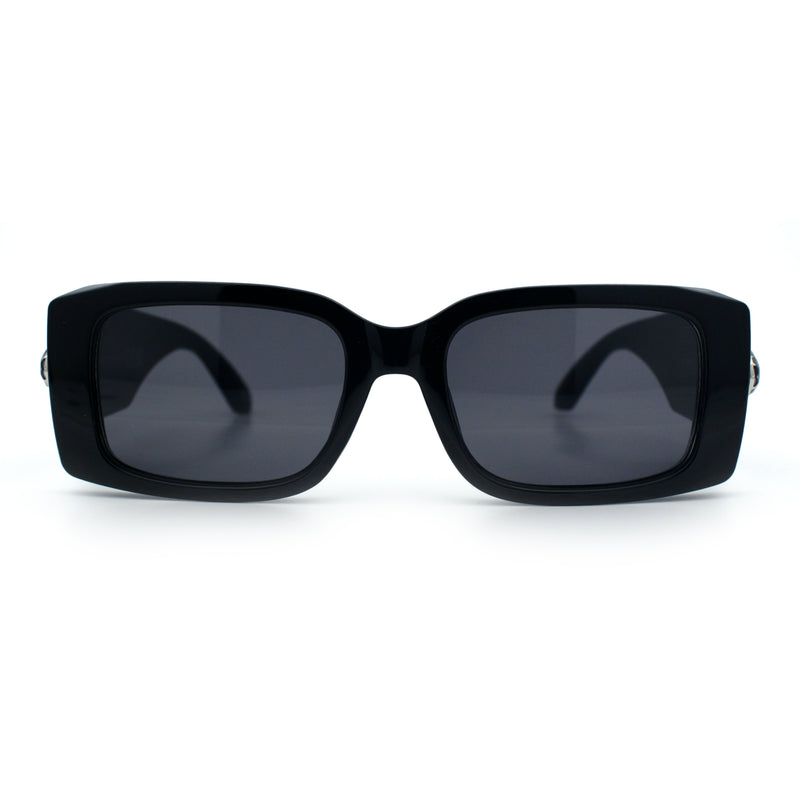 Womens Luxury Narrow Rectangle Designer Plastic Thick Arm Sunglasses