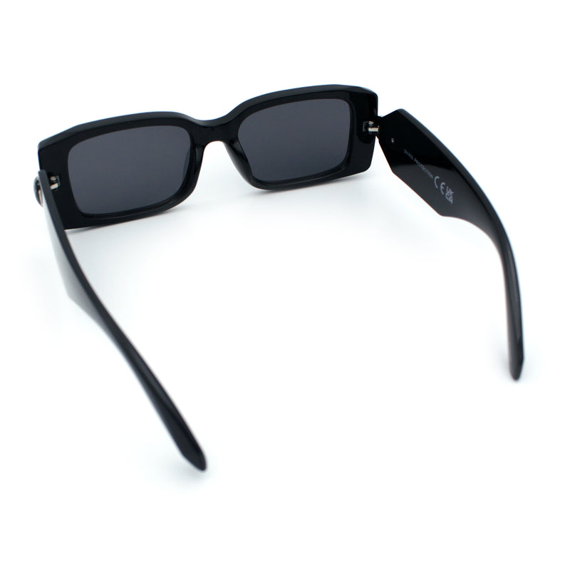 Womens Luxury Narrow Rectangle Designer Plastic Thick Arm Sunglasses