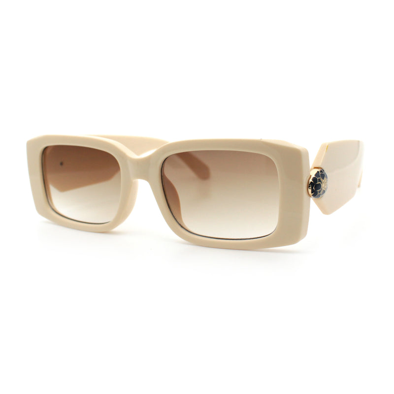 Womens Luxury Narrow Rectangle Designer Plastic Thick Arm Sunglasses