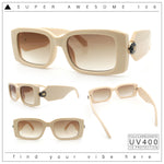 Womens Luxury Narrow Rectangle Designer Plastic Thick Arm Sunglasses