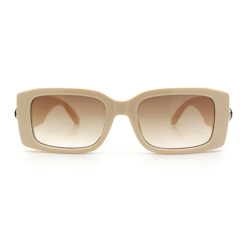 Womens Luxury Narrow Rectangle Designer Plastic Thick Arm Sunglasses