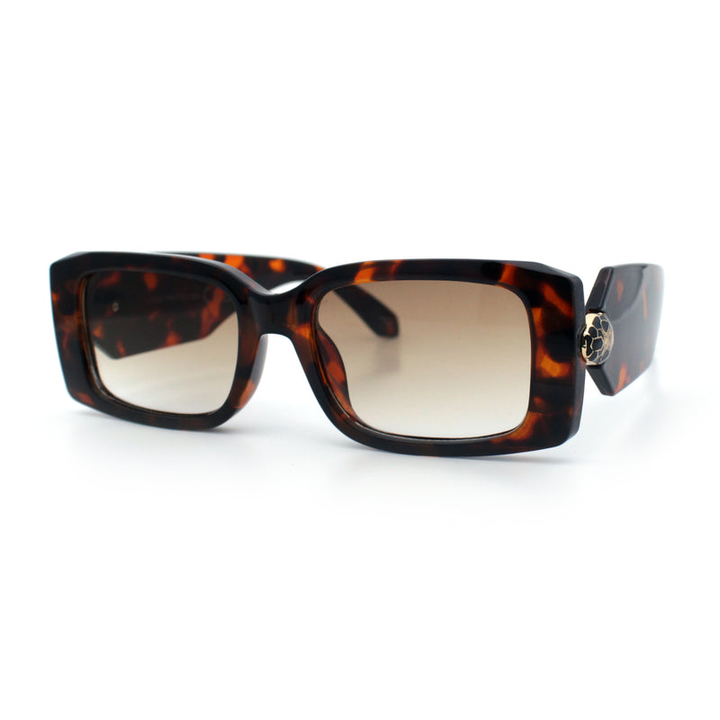 Womens Luxury Narrow Rectangle Designer Plastic Thick Arm Sunglasses